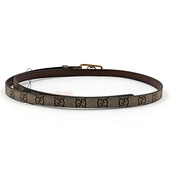 Gucci Women’s Interlocking G Buckle Thin Belt Beige Ebony110cm 751556 main image 6